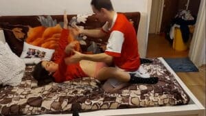 Making passionate love with beautiful teen girlfriend